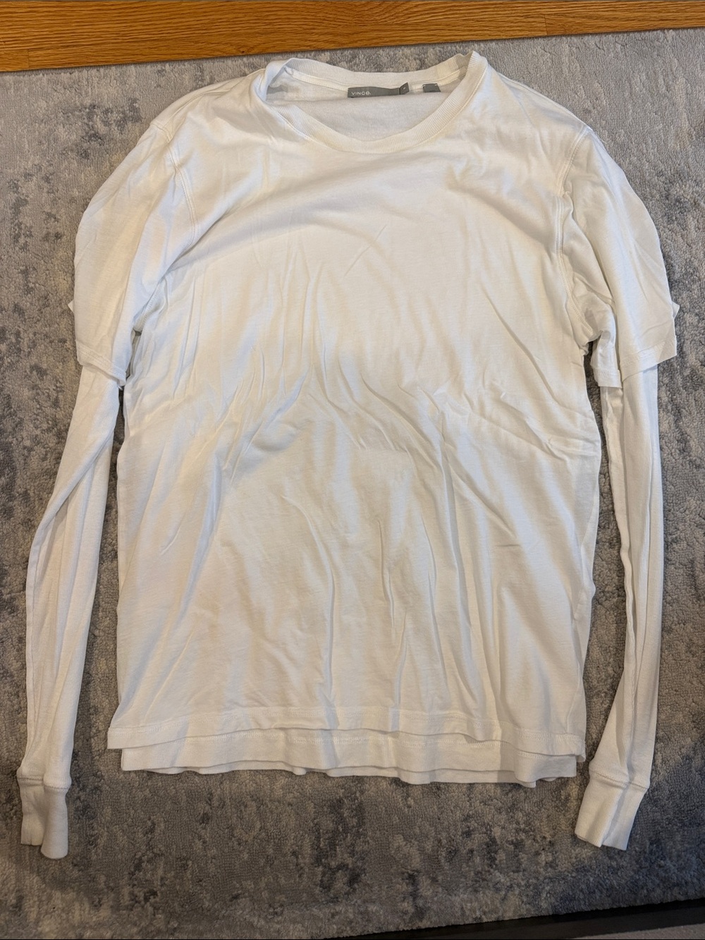 Vince Cream Crewneck Long Sleeve Tee 100% Pima cotton